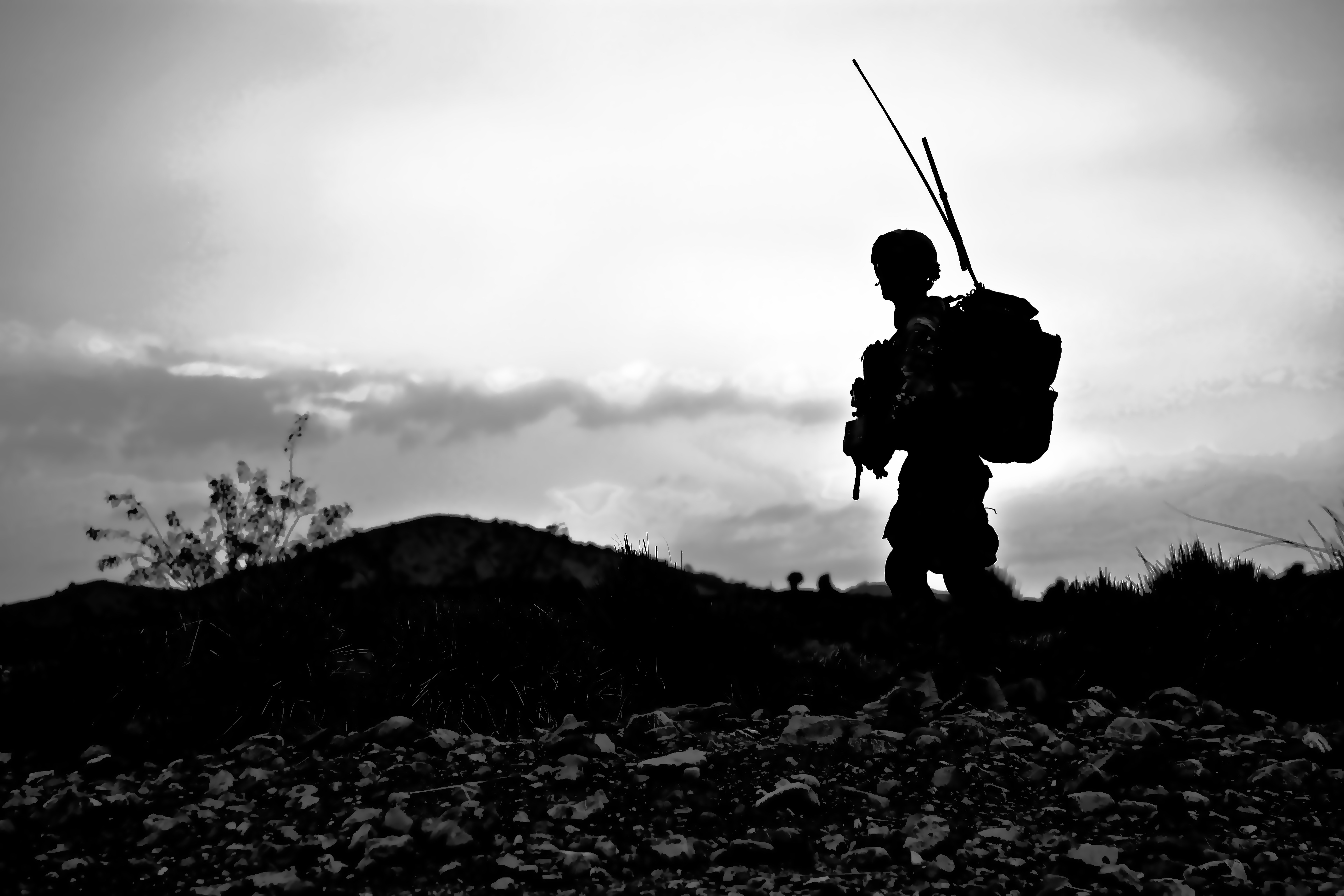 Soldier walking in Afghanistan 