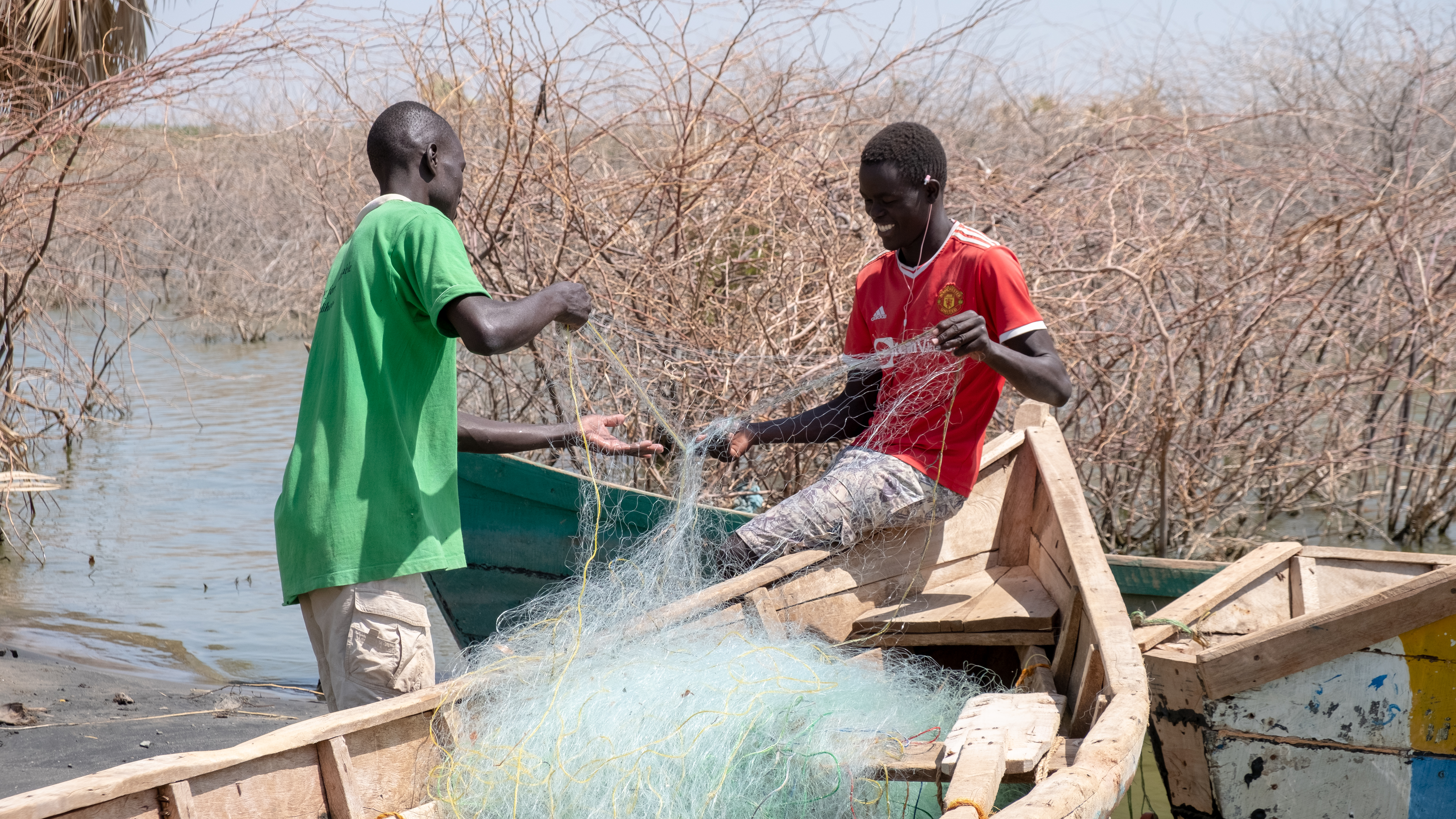 Fishermen preparing their nets before going out to fish in imprsa beach Kalkol town - Martin Mwangi International Alert