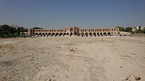 Zayandeh Rud River in Isfahan, summer 2018 (source Wikipedia)